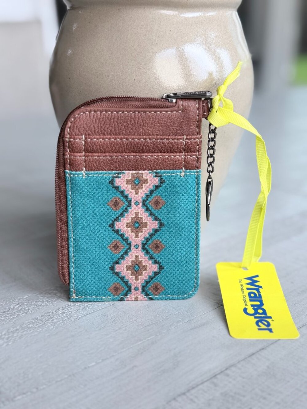 Wrangler Card Holder Wallet Keychain Coin Purse Dark Turquoise NWT